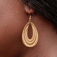 Laser Cut Gold Drop with Hook Earrings