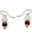 Moonstone and Garnet Circle Wire Earrings