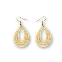 Laser Cut Gold Drop with Hook Earrings