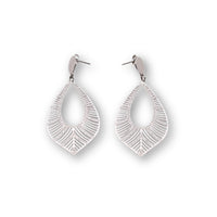 Stainless Steel Laser Cut Leaf with Flat Circle Top Earrings