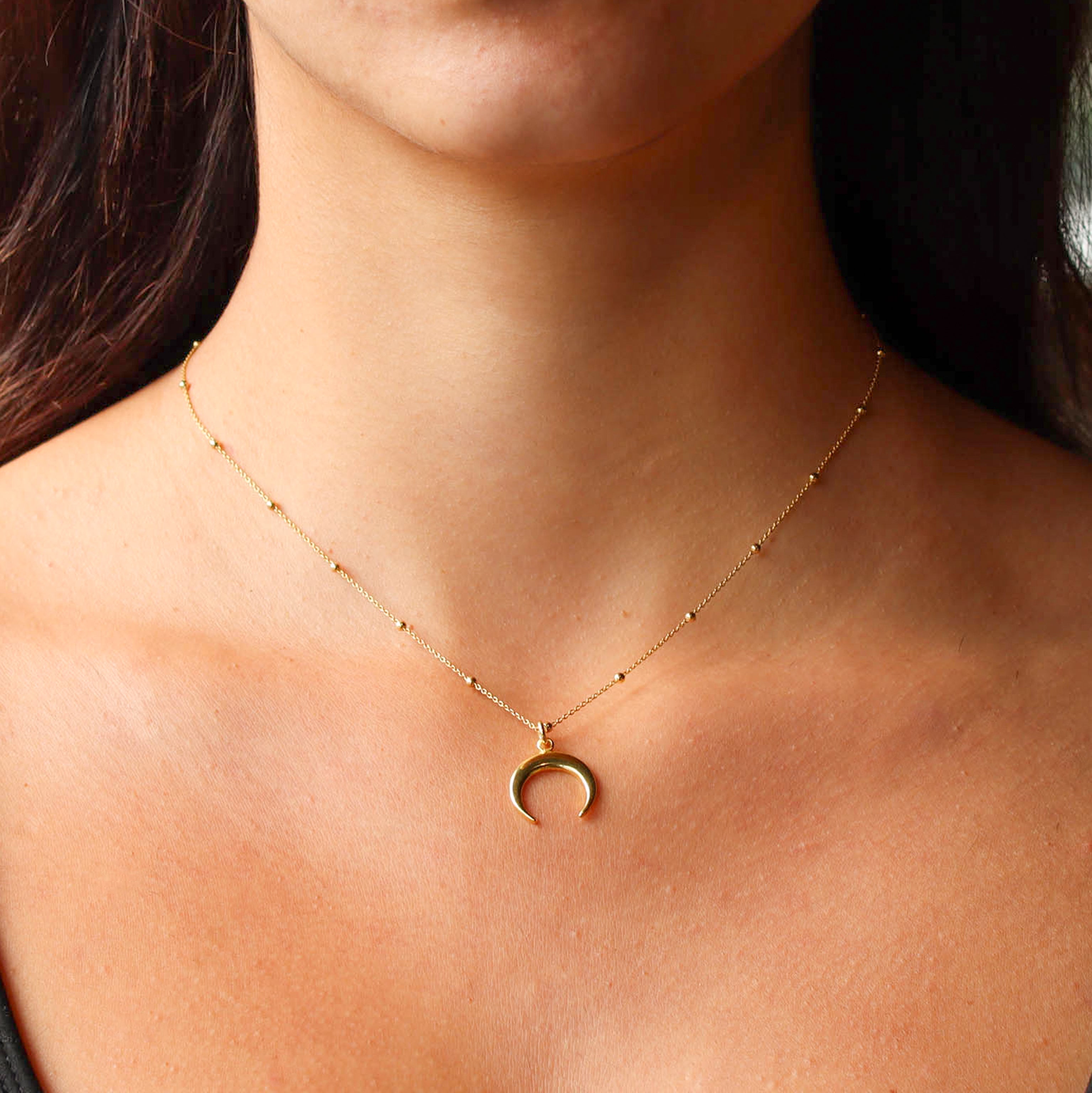 MM Vermeil Crescent Moon Pentacle Pend.. Large Celtic Crescent