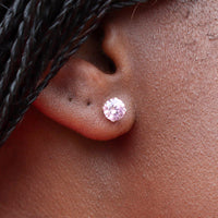 Pink Stud Sterling Silver Earrings