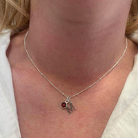 Sterling Silver Initial and Gemstone Necklace