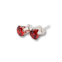 Red Stud Sterling Silver Earrings
