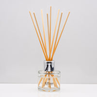 Sweet cinnamon, fresh orange, and woody clove lending itself to spicy and yet citrus aroma Luxury long lasting cosy reed diffuser with natural wooden sticks in a 100ml clear glass bottle with silver top.