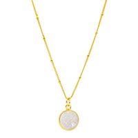 White Druzy Gold Vermeil Pendant Necklace