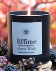 Effime Home Forest Walk scented soy lit candle in a matt black glass jar