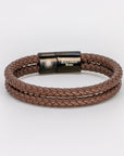 Double Brown Leather Braided Bracelet