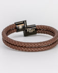 Double Brown Leather Braided Bracelet