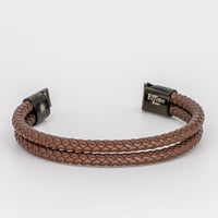 Double Brown Leather Braided Bracelet