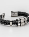 Black Stainless Steel Hexagon Leather Bracelet