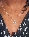 Sterling Silver Initial and Gemstone Necklace