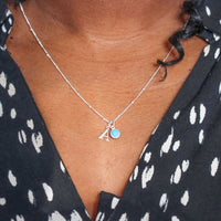 Sterling Silver Initial and Gemstone Necklace