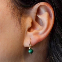 Malachite Circle Wire Earrings