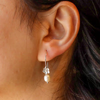 Sterling Silver Flower with Pearl Drop Earrings