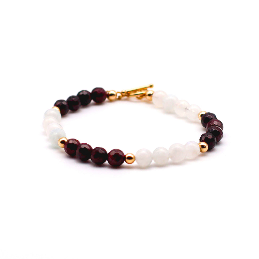 Moonstone and Garnet Gold Bracelet