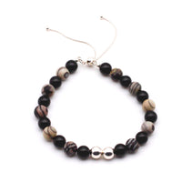Jasper and Onyx with Silver Bracelet