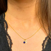 Gold Vermeil Initial and Gemstone Necklace