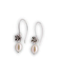 Sterling Silver Flower with Pearl Drop Earrings