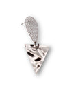Hammered Stainless Steel Triangle with Stainless Steel Net Drop Top Earrings