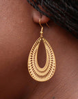 Laser Cut Gold Drop with Hook Earrings