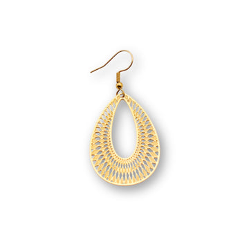 Laser Cut Gold Drop with Hook Earrings