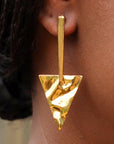 Hammer Gold Triangle with Straight Top Earrings