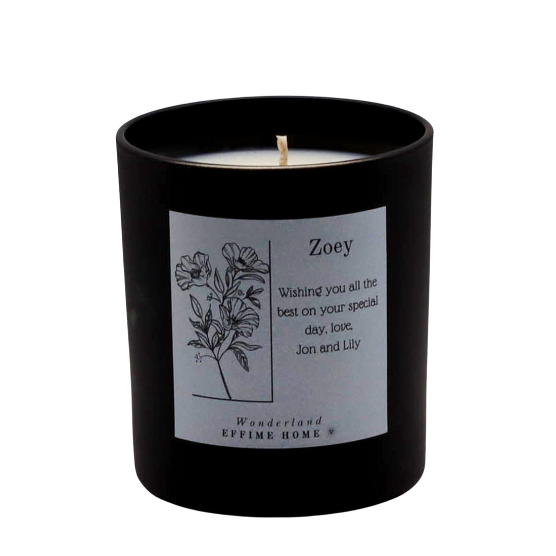 Floral Name with Message Candle