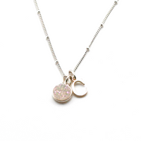Sterling Silver Initial and Gemstone Necklace