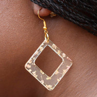 Transparent Resin Diamond with Hook (Yellow) Earrings