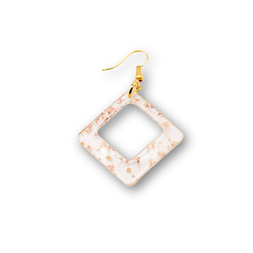 Transparent Resin Diamond with Hook (Peach) Earrings