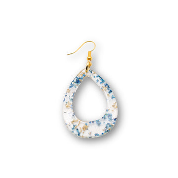 Transparent Resin Drop with Dried Flowers (Blue) Earrings