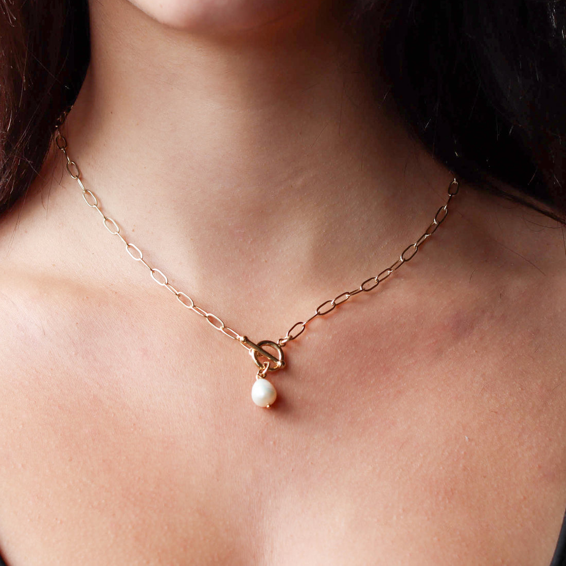 Pearl Drop Gold Filled Necklace