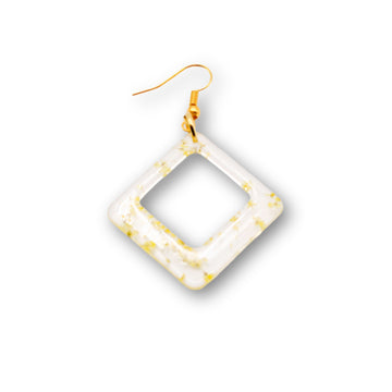 Transparent Resin Diamond with Hook (Yellow) Earrings