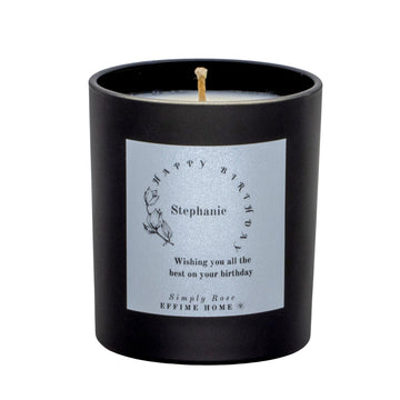 Name in Floral Circle Frame Candle