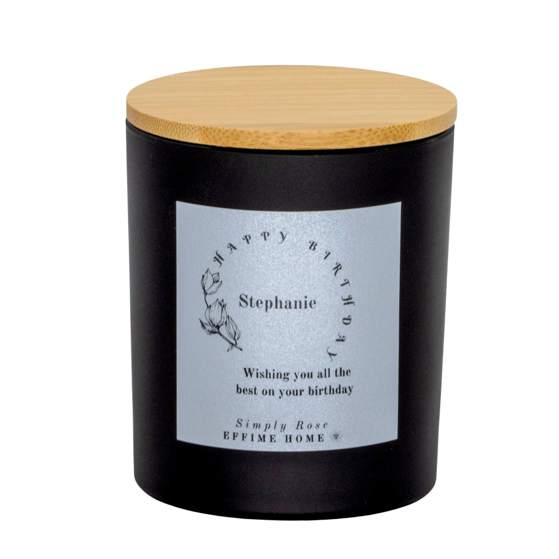 Name in Floral Circle Frame Candle
