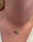 Sterling Silver Initial and Gemstone Necklace