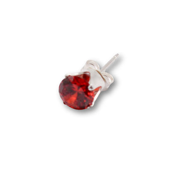 Red Stud Sterling Silver Earrings