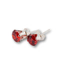 Red Stud Sterling Silver Earrings