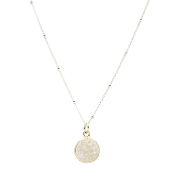 White Druzy Sterling Silver Pendant Necklace