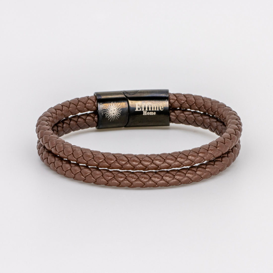 Double Brown Leather Braided Bracelet