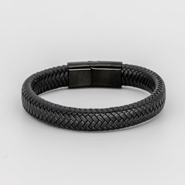 Black Leather Braid Bracelet