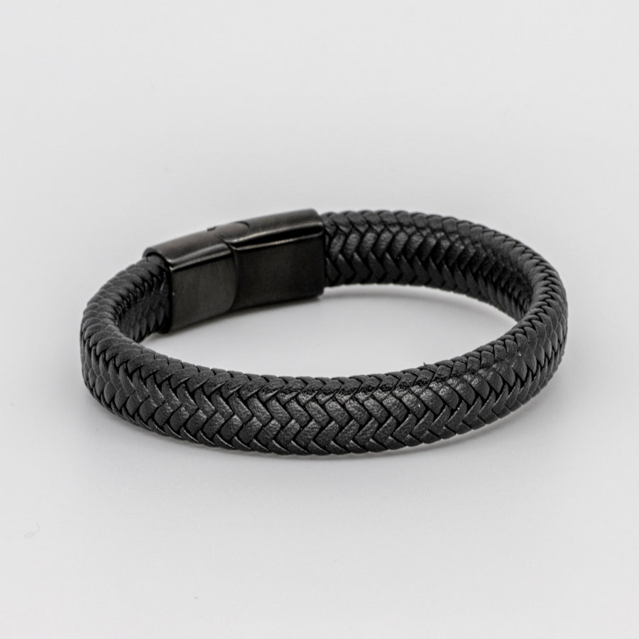 Black Leather Braid Bracelet