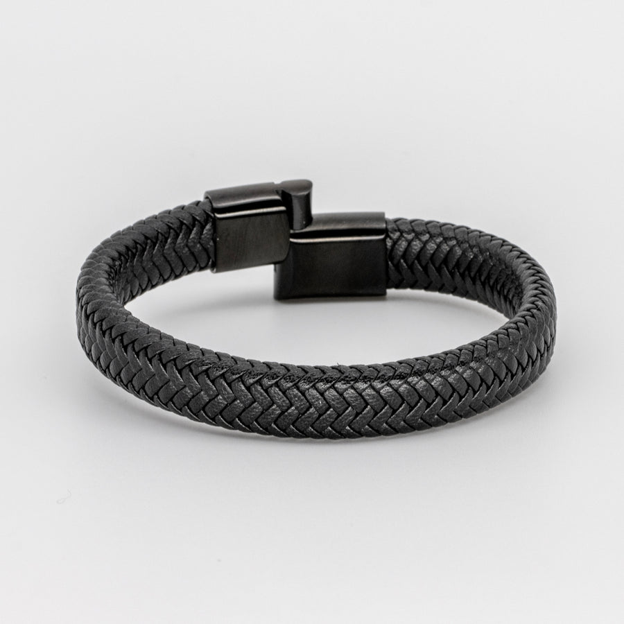 Black Leather Braid Bracelet