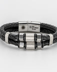 Black Stainless Steel Hexagon Leather Bracelet