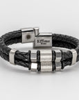 Black Stainless Steel Hexagon Leather Bracelet