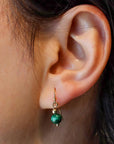Malachite Circle Wire Earrings