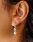Sterling Silver Flower with Pearl Drop Earrings
