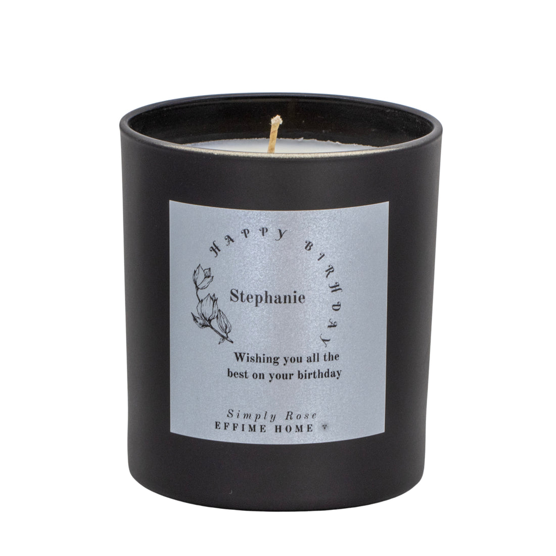 Name in Floral Circle Frame Candle