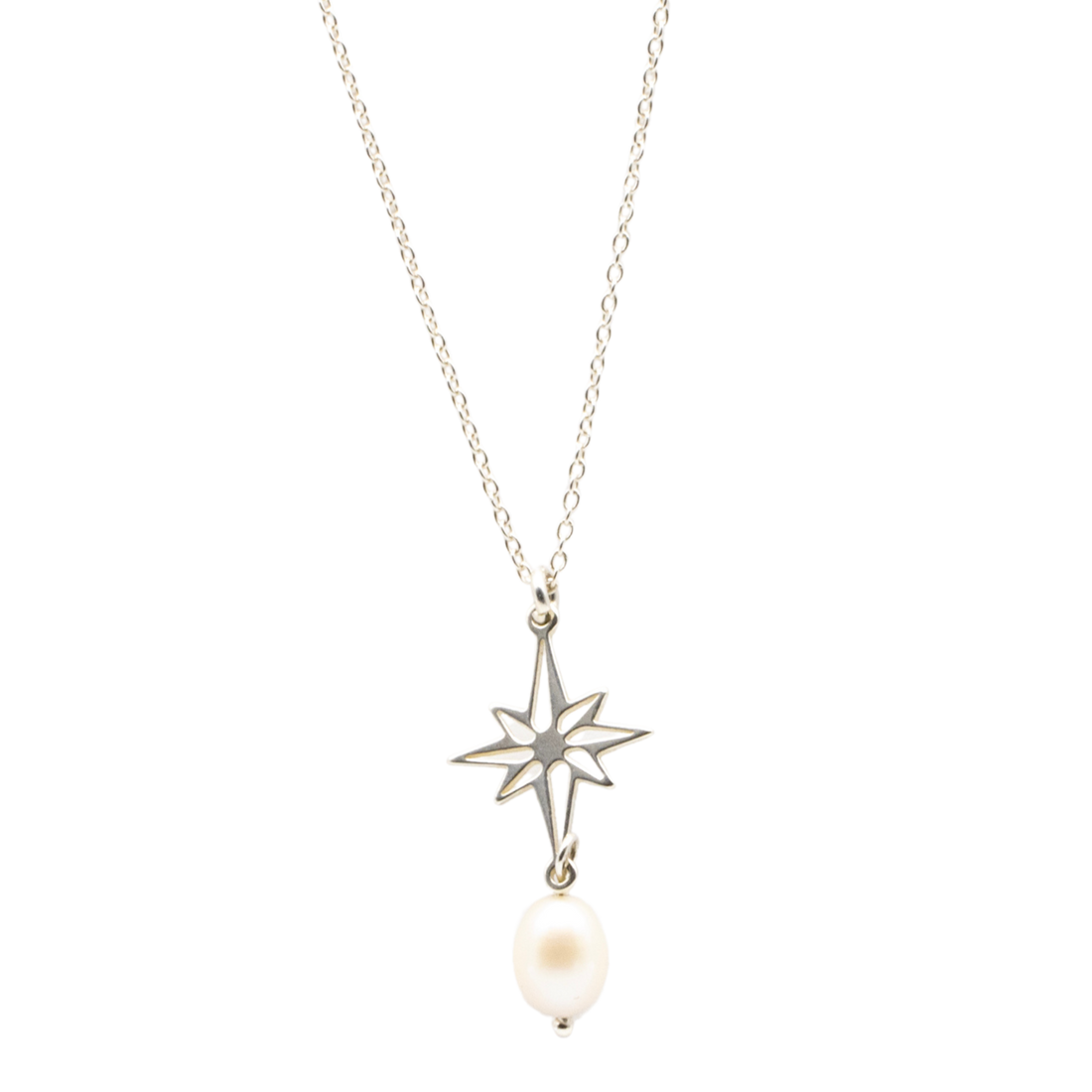 Pole Star with Pearl  Drop Necklace